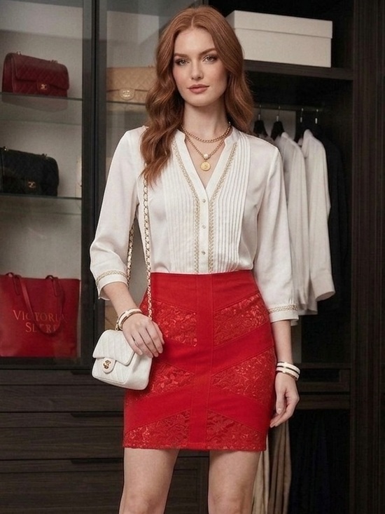 Victoria's Secret Dresses & Skirts - Gorgeous VS Body by Victoria Red Lace Panel Mini Skirt – Size 8 (EUC)
